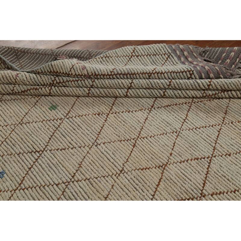 All-Over Trellis Moroccan Modern Large Area Rug Handmade Wool Carpet - 10'0"x 14'4"