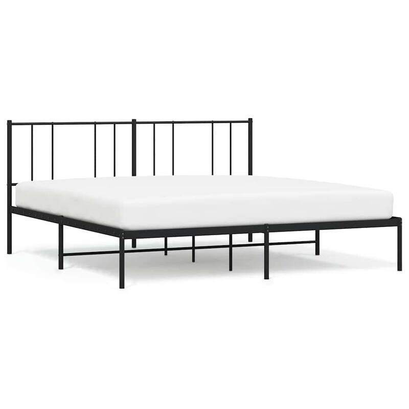 vidaXL Metal Bed Frame with Headboard, No Mattress