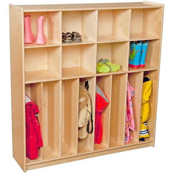 slide 1 of 1, Contender 8-Section Birch Locker with Hooks and Cubbies - 48