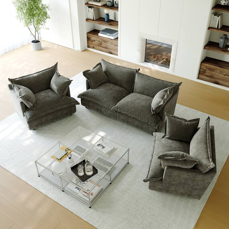 Comfy Cloud Oversized Chenille Modular Sectional Sofa Armchair Set