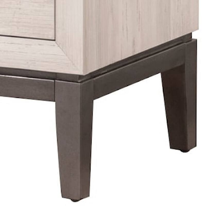 Beige/Brown 2 Drawer 16 in. W Nightstand with Sturdy Hardware and Ample Storage