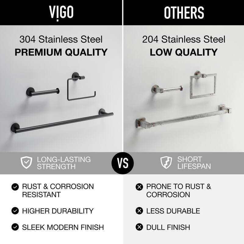 VIGO Elan 3-Piece Bathroom Hardware Accessory Set with 24 in. Towel Bar, Toilet Paper Holder, Hand Towel Holder