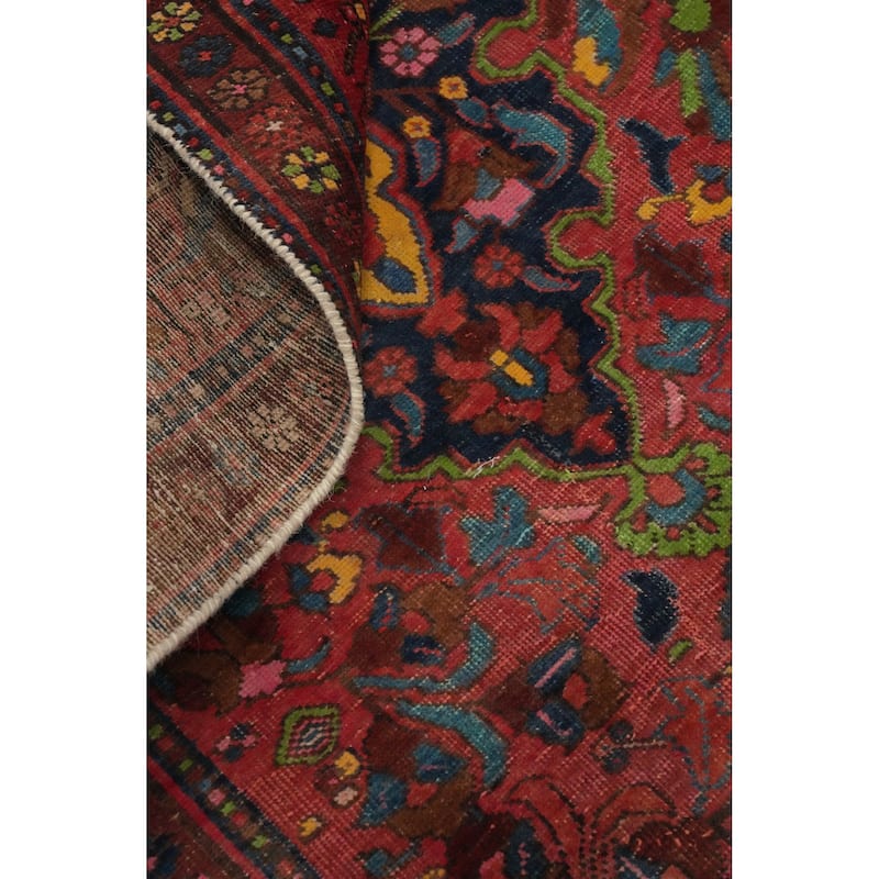 Hand Knotted Oriental 100% Wool Carpet Traditional Floral Red Tabriz Runner Rug - 11' 1'' X 3' 1''