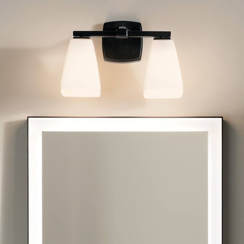 Kichler Lighting Marant 14.25" 2-Light Vanity Light with Opal Glass in Black