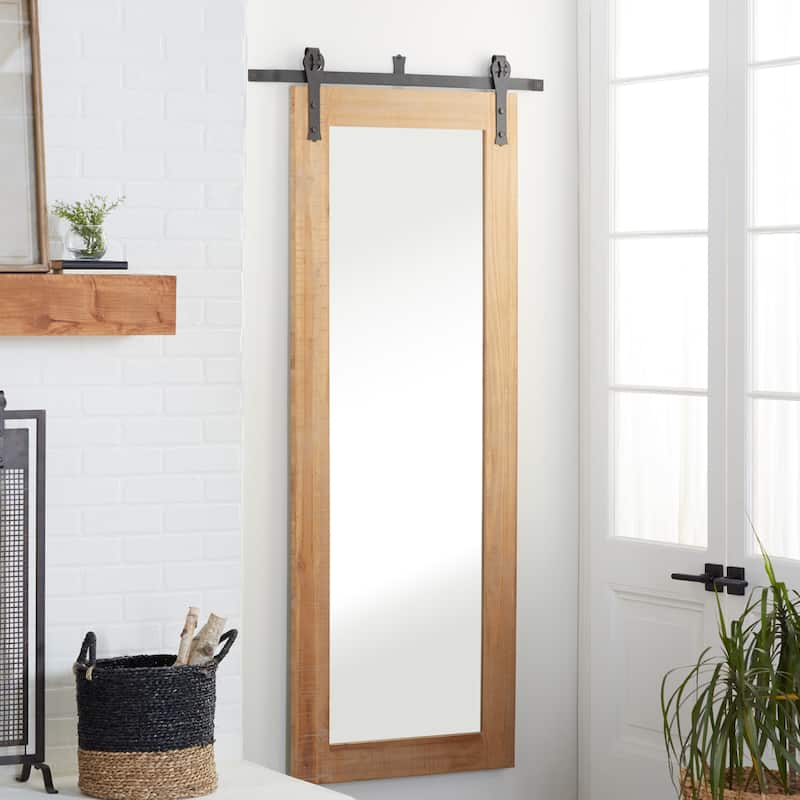 Barn Door Style Wood Industrial Farmhouse Hanging Wall Mirror
