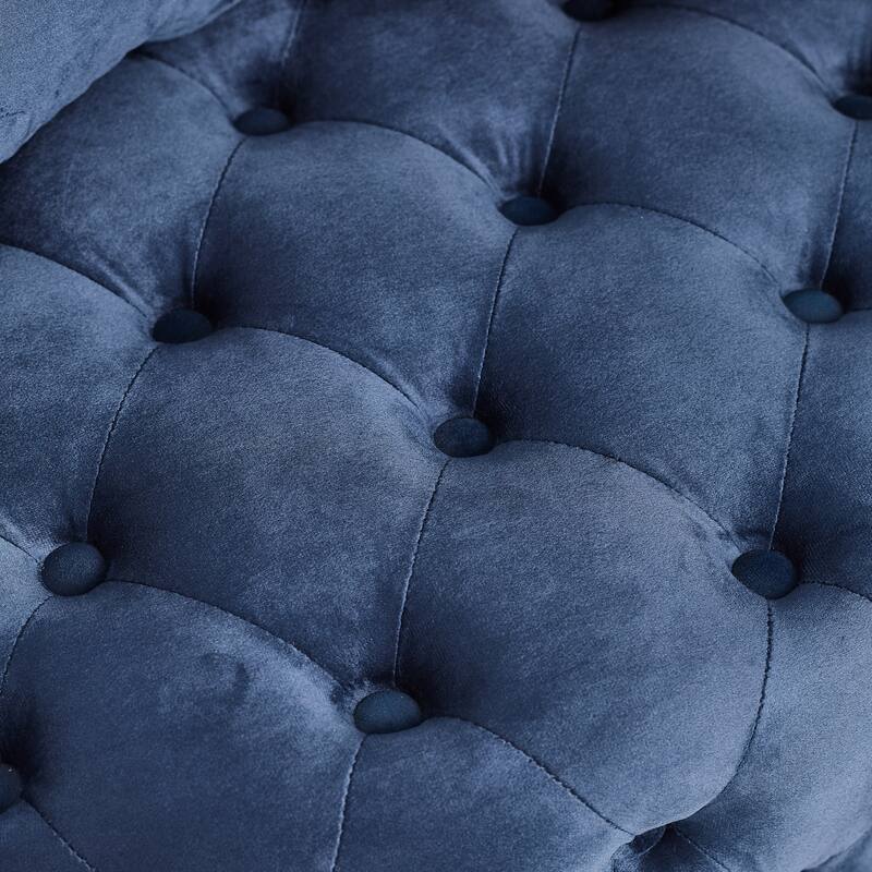 Living Room Velvet Swivel Chair with Button Tufted Design, 3 Pillows & Movable Wheels