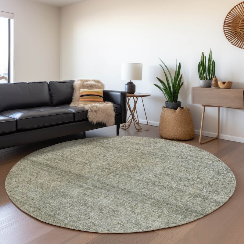 Machine Washable Indoor/ Outdoor Ombre Solid Chantille Rug - Sage - 8' x 8'