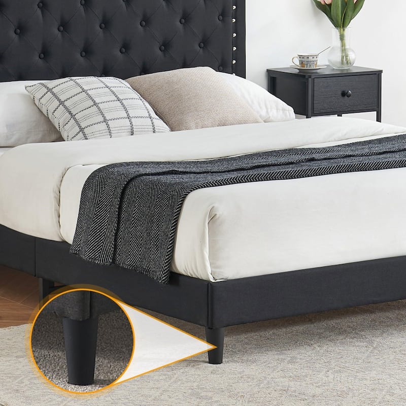 Bed Frame with Button Tufted Headboard