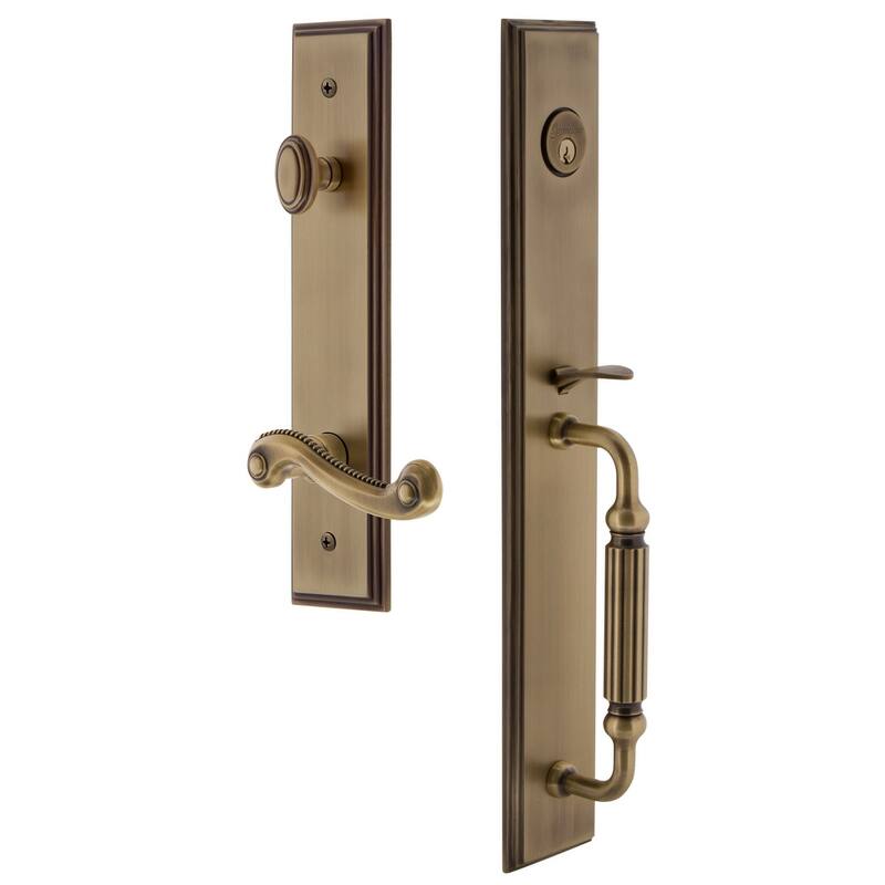 Grandeur Carre Solid Brass Rose Left Handed Keyed Entry Single - Vintage Brass