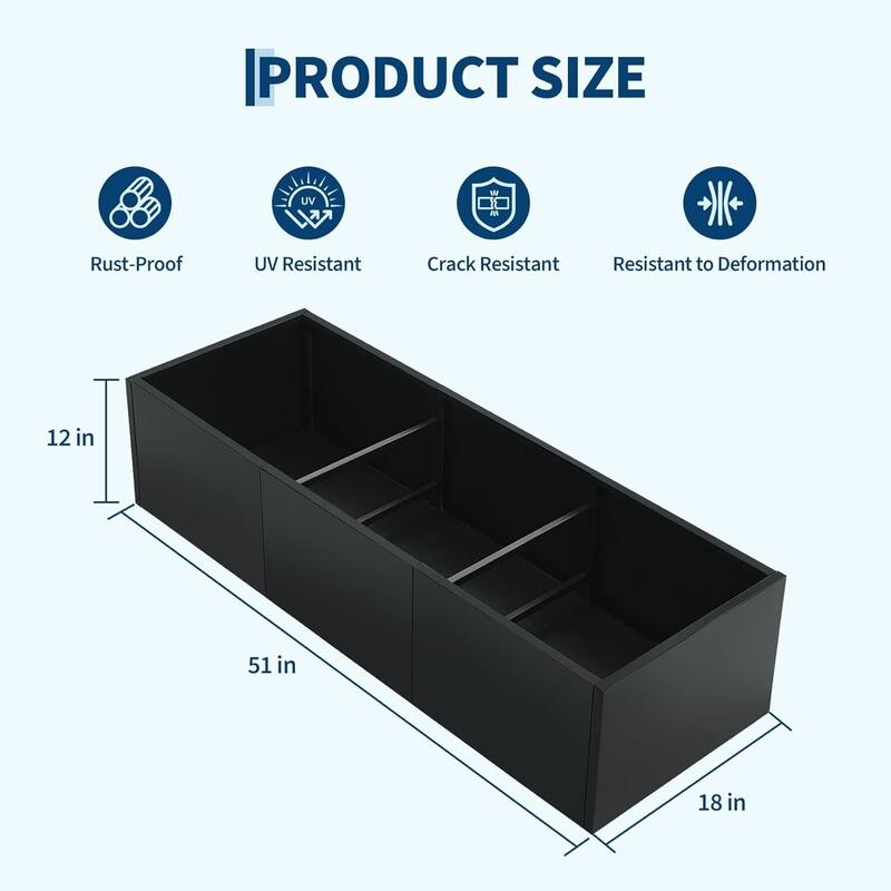 51" Modern Raised Garden Bed Planter, Ideal for Yard, Patio with Base - N/A