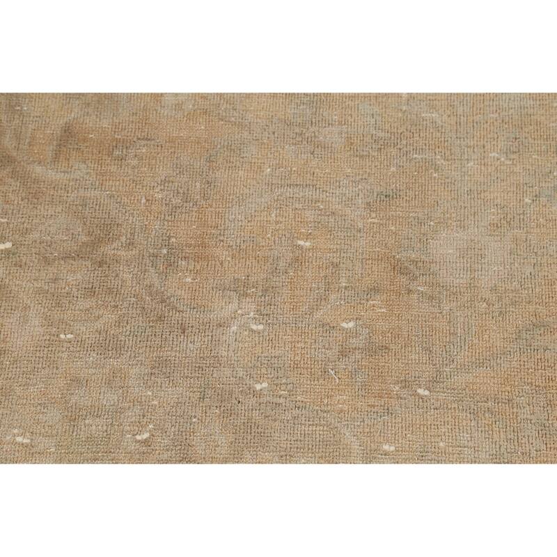 Hand Knotted Oriental 100% Wool Carpet Traditional Distressed Brown Mashad Area Rug - 13' 1'' X 9' 8''