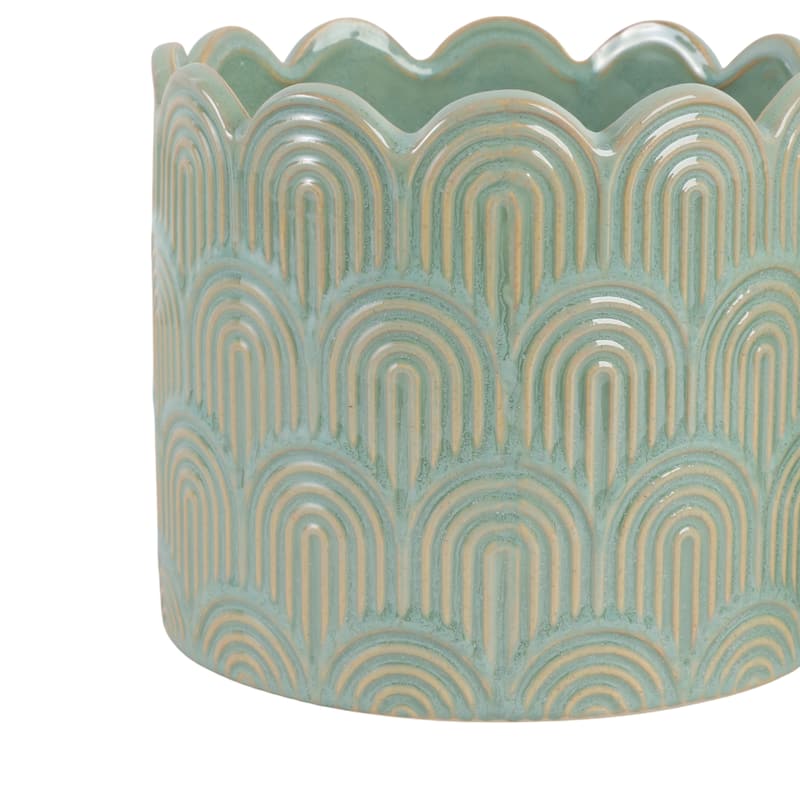 Stoneware Planters Scallop Design and Curved Rim Detail (Set of 2)