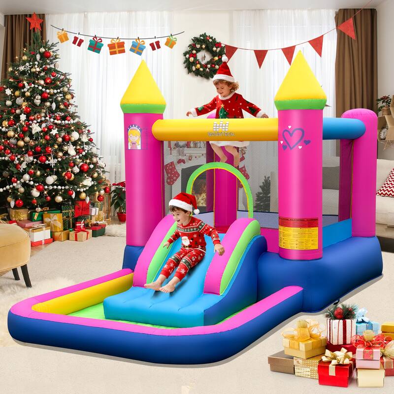 Costway 4-in-1 Kids Princess-themed Bouncer with Slide Basketball Hoop - Multicolor