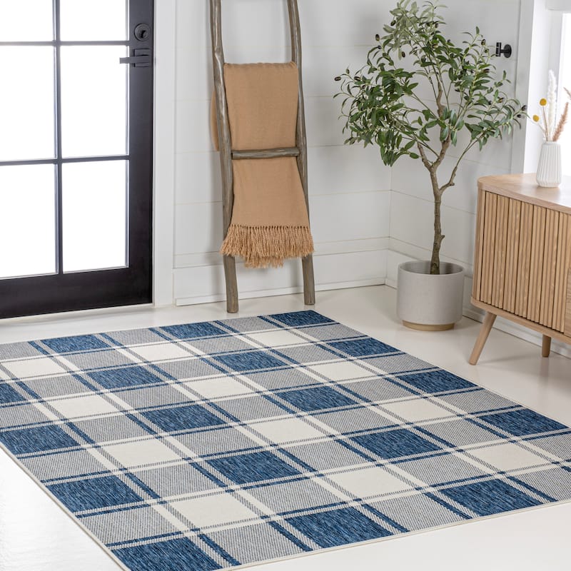 JONATHAN Y Lior Traditional Farmhouse Bold Gingham Indoor/Outdoor Area Rug