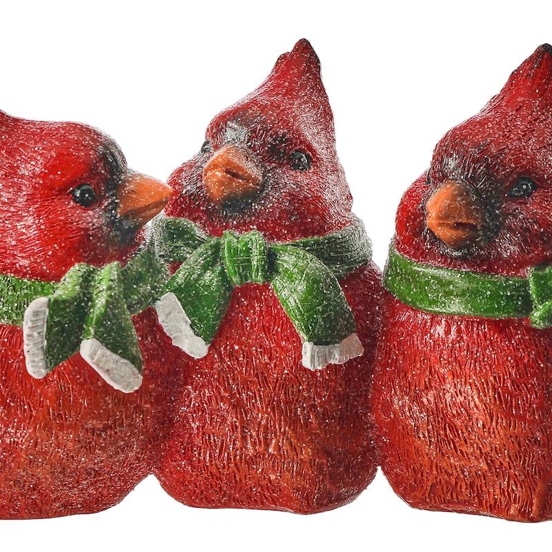 6" Resin Trio Cardinals With Scarf