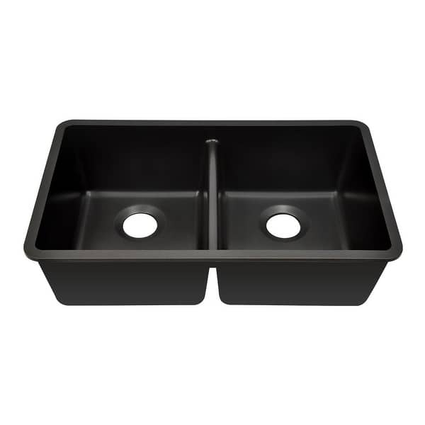slide 2 of 9, 32 Inch Lexicon Platinum Quartz Composite Drop-in Undermount Galaxy Black - 19" W x 32" L x 9.75" H Galaxy Black
