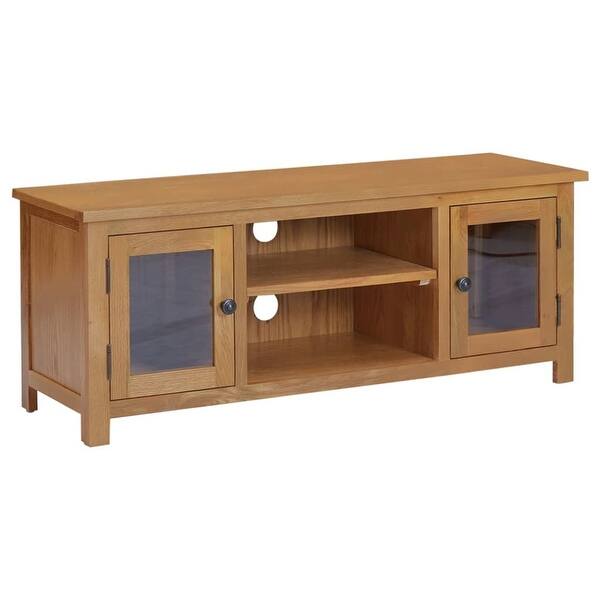Horizontal Medium Brown Hardwood TV Stand Media Console With 2 Storage Horizontal Medium Brown Hardwood TV Stand Media Console With 2 Storage