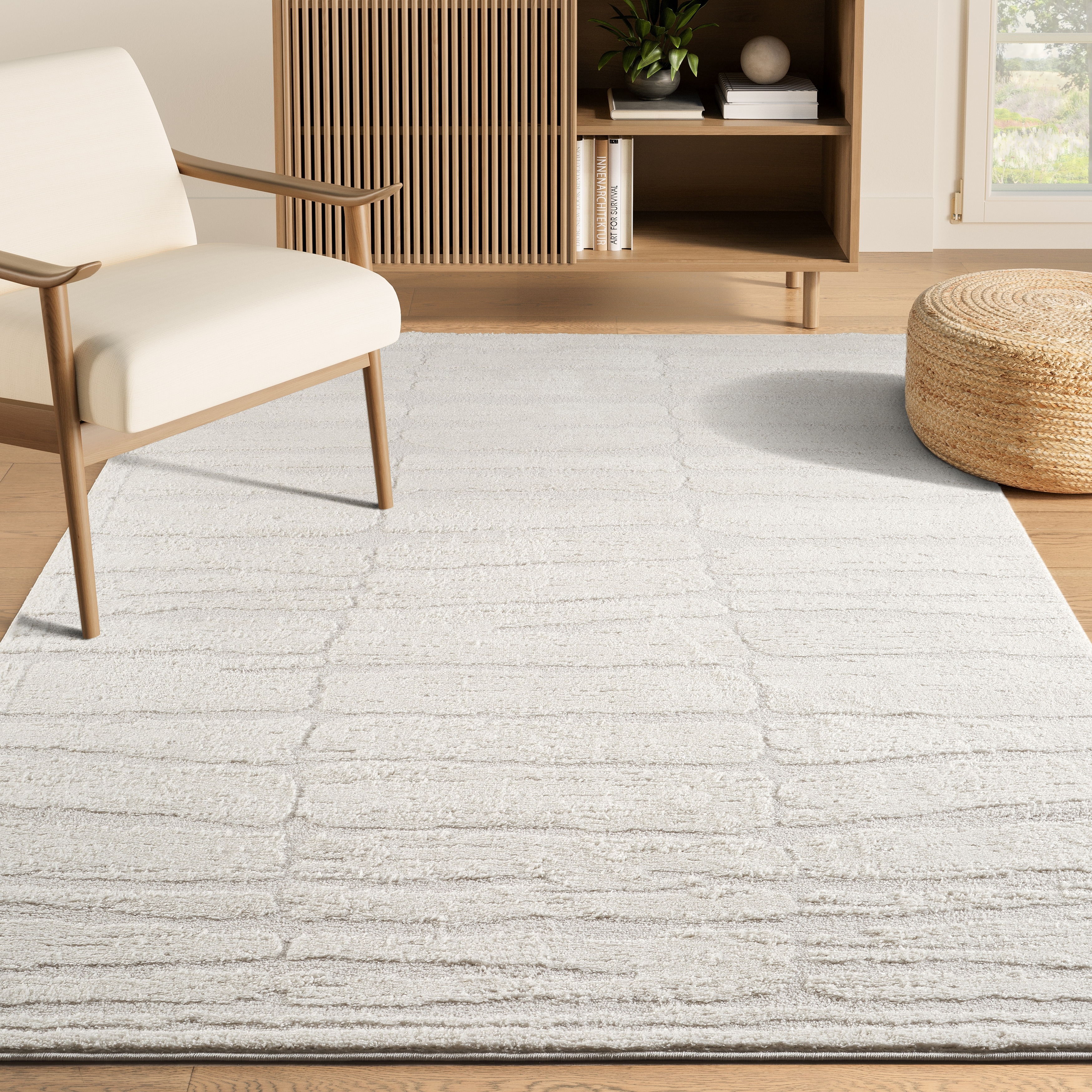 Abani Rugs NOM200A Textured Linear Cream Area Rug