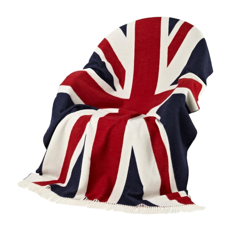 The Union Jack - Merino Lambswool Throw Blankets - Bronte Moon - Red/White/Blue