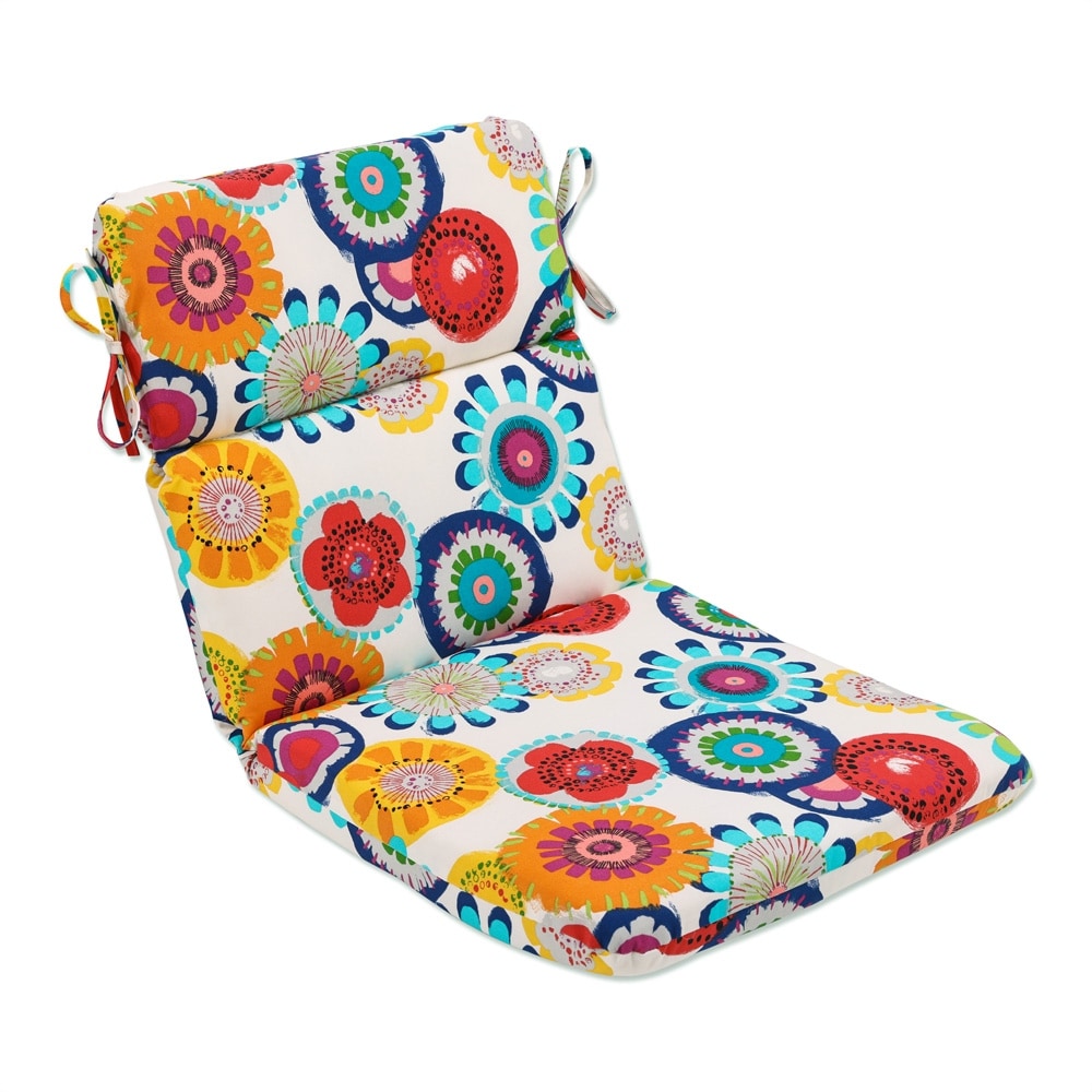 Polyester Rounded Multicolored Floral Outdoor Chair Cushion Bed Bath