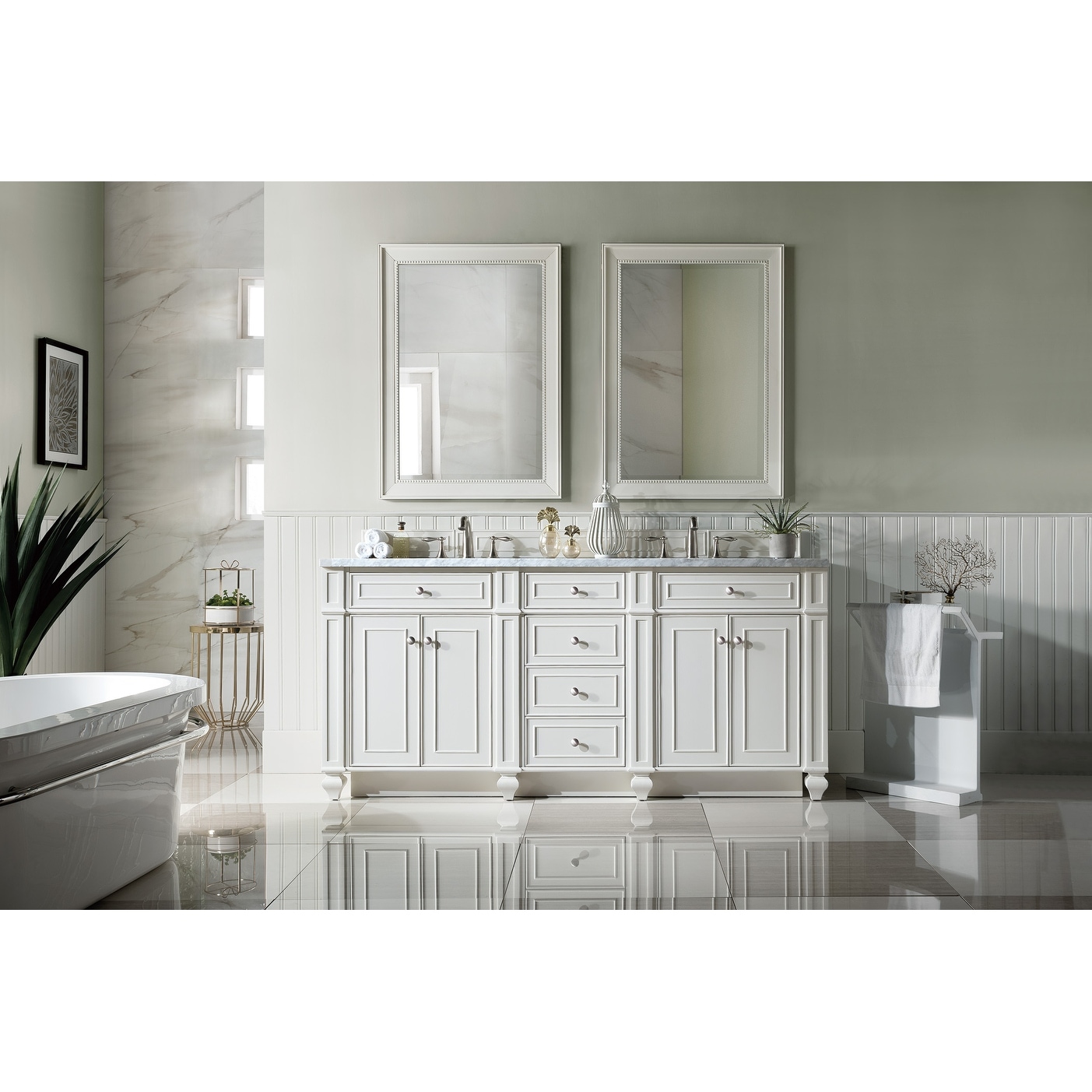 James Martin Vanities Bristol 72" Double Vanity, Bright White