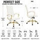 preview thumbnail 35 of 98, Benmar Ribbed Leather Executive High Back Office Chair with Gold Frame, Swivel, Tilt, Lumbar Support