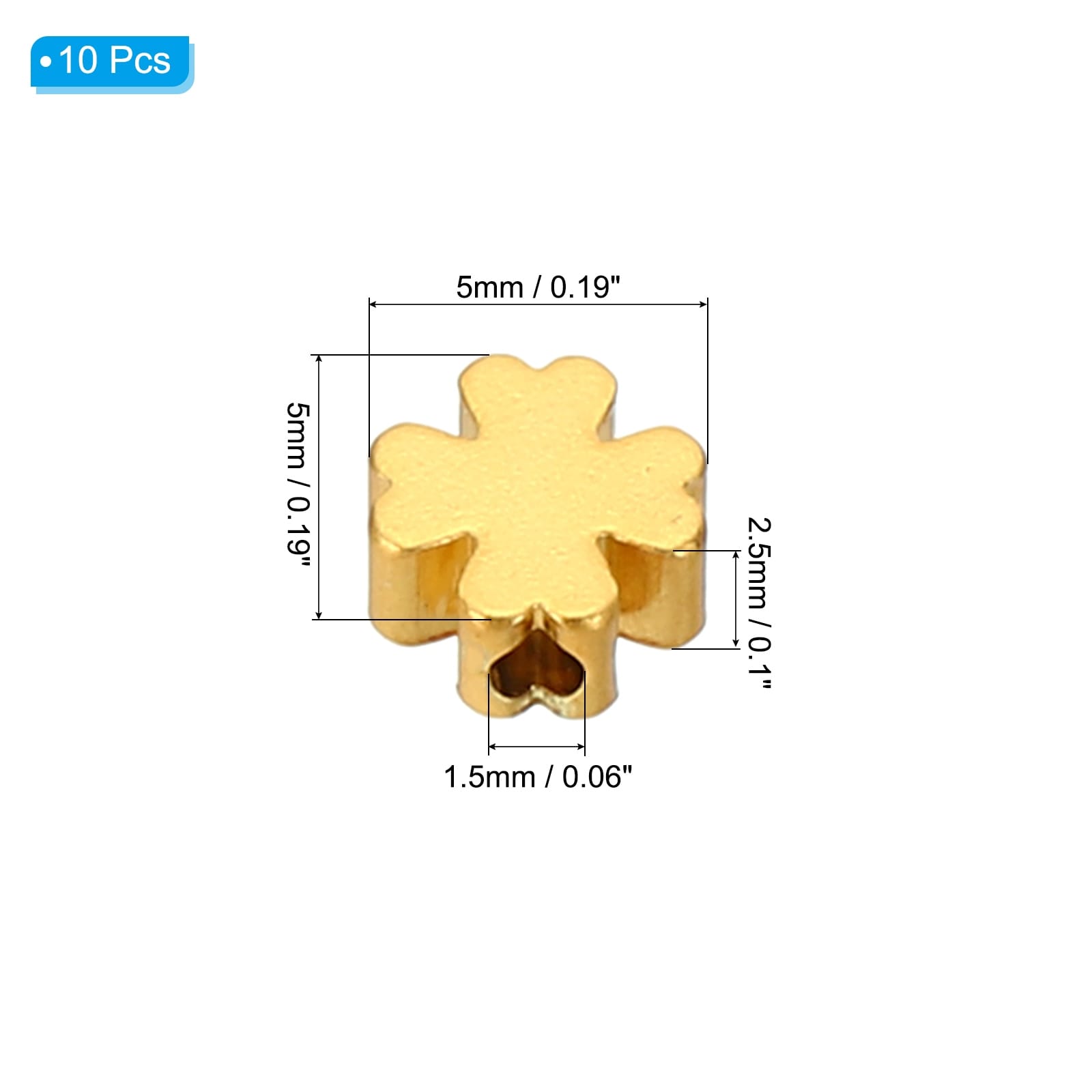 5 mm Four-Leaf Spacer Beads, 10 Pcs Spacer Beads for Jewelry Making, Light Gold