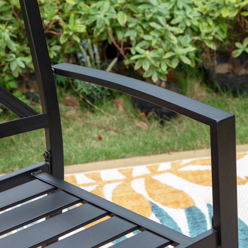Patio E-coated Weather-resistant Stackable Dining Armchairs (Set of 2)