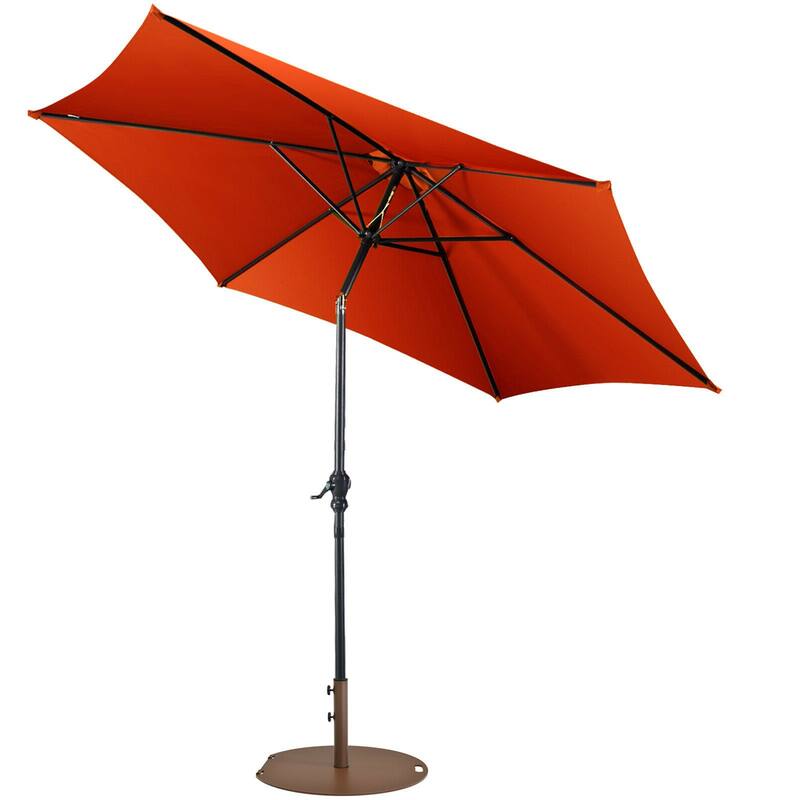 Gymax 9 Ft Patio Table Market Umbrella Yard Outdoor w/ Heavy-duty - Orange