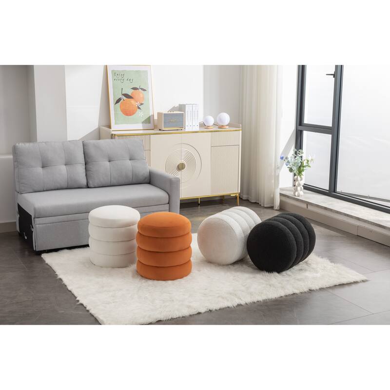 Soft Boucle Round Ottoman Footrest Stool