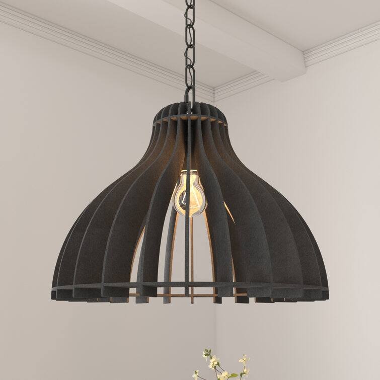 Acroma 1 - Light Kitchen Island Pendant with Felt lampshade - 1-light - Matte Black