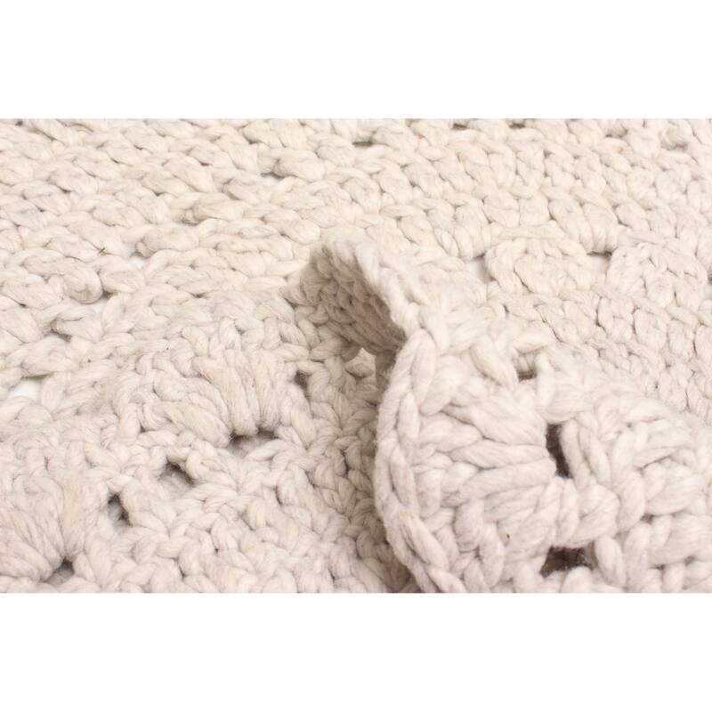 ECARPETGALLERY Braid weave Sienna Ivory Wool Rug - 3'2 x 3'2