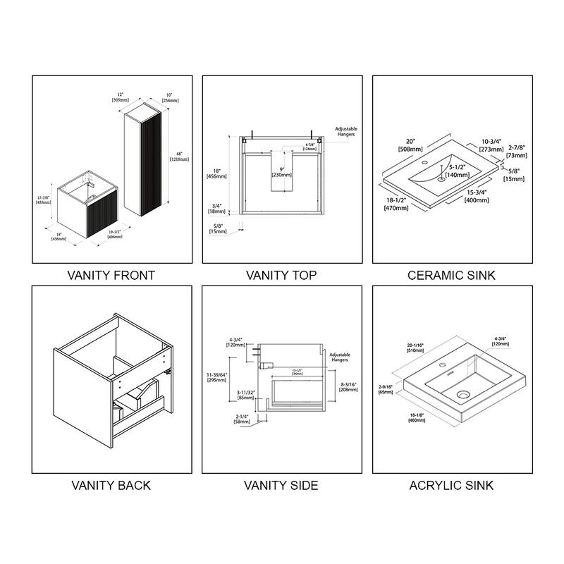 Floating Bathroom Vanity with Sink, Wall Mounted Vanity