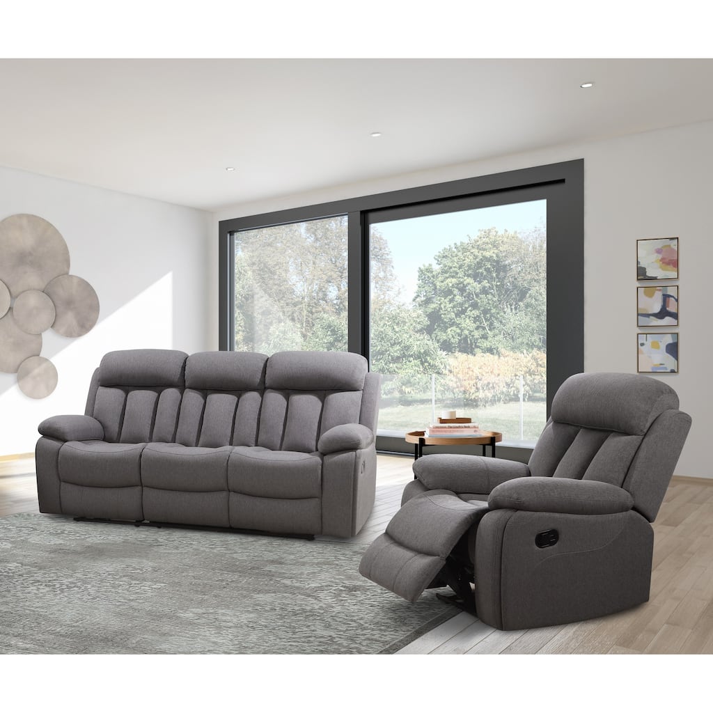 Abbyson Living Fletcher 2PC Fabric Reclining Sofa and Recliner
