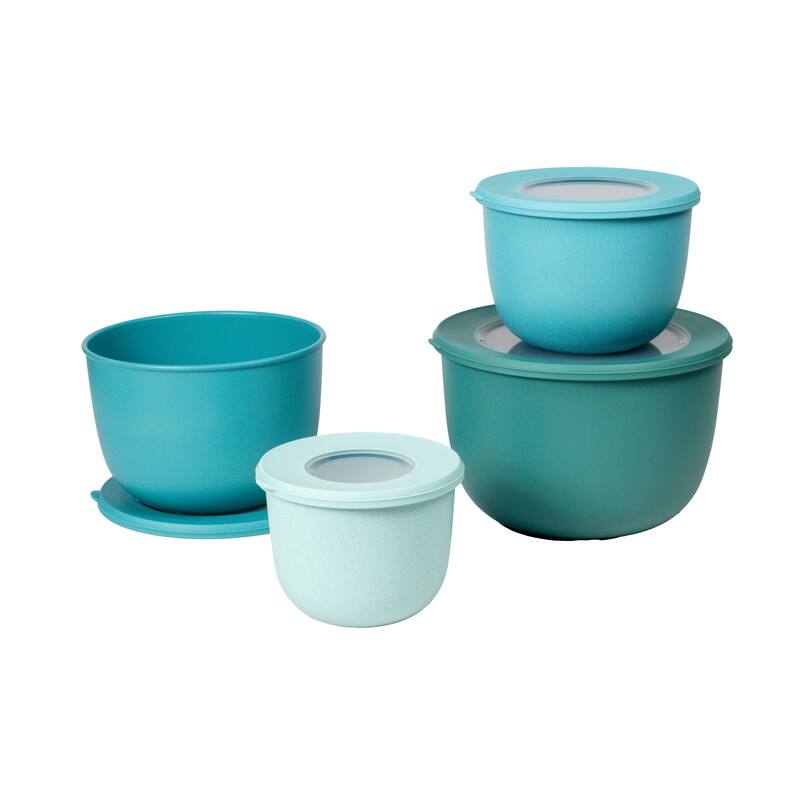 Stackable Mixing Bowls with Lids, Taupe, Set of 4