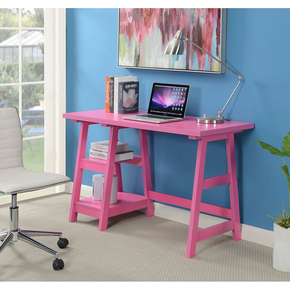 Convenience Concepts Designs2Go Trestle Desk with Shelves