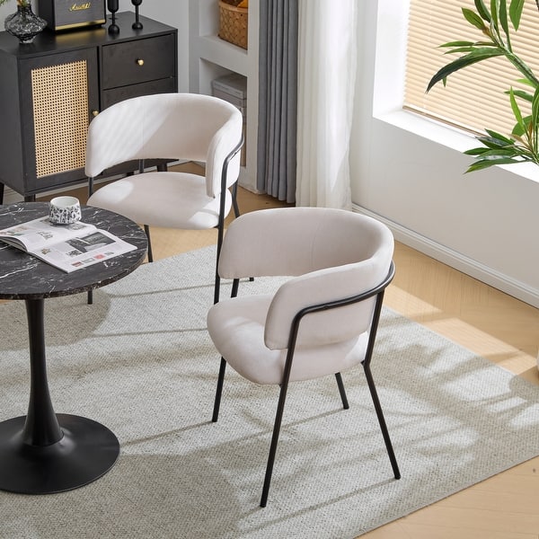 slide 2 of 34, Nest Upholstered Arm Dining Chair by Christopher Knight Home Set of 2 - Beige+Black