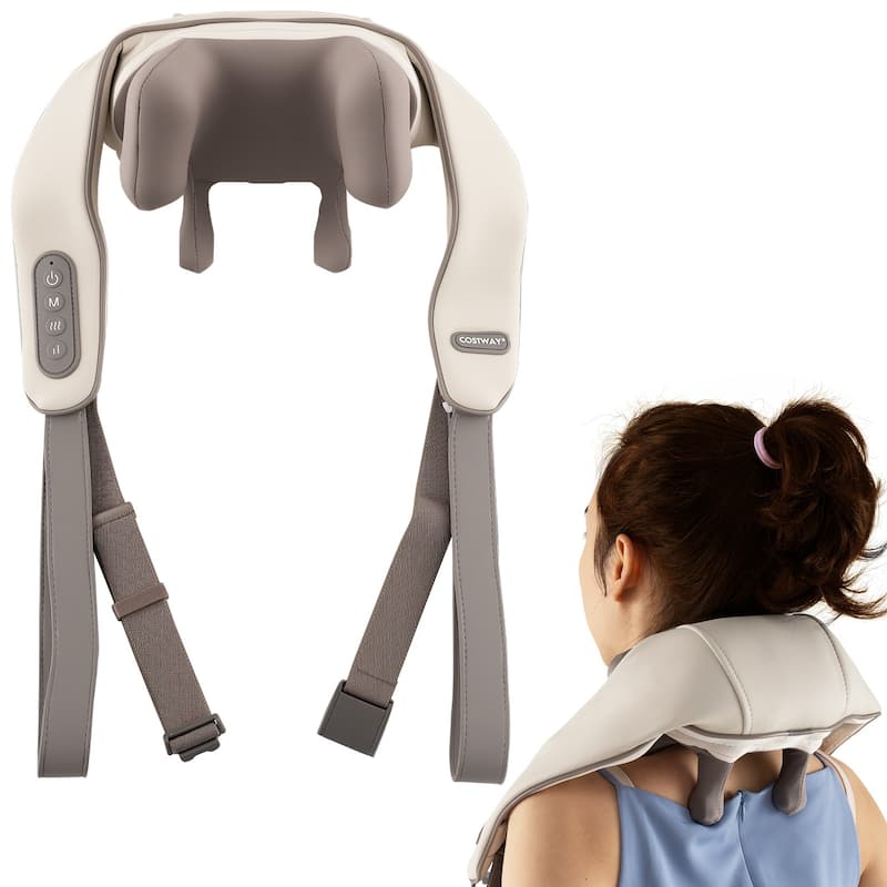 Electric Shiatsu Neck and Shoulder Massager with Adjustable Straps and Soothing Heat Function - 7" x 20" x 6.5"