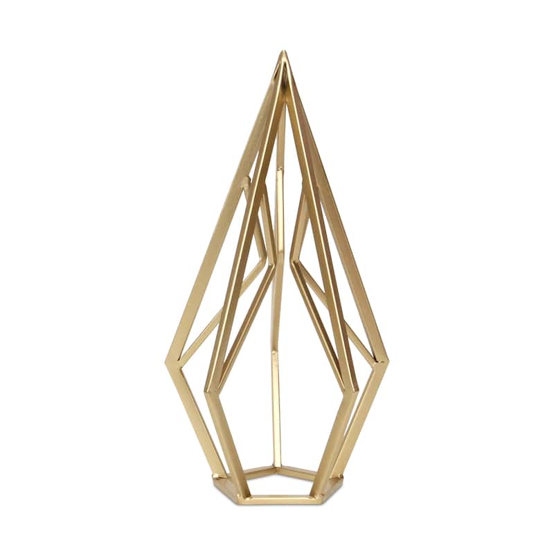 HomeRoots 14" Gold Metal Open Geometric Tabletop Sculpture - 7.00 in. x 13.75 in. x 6.75 in.