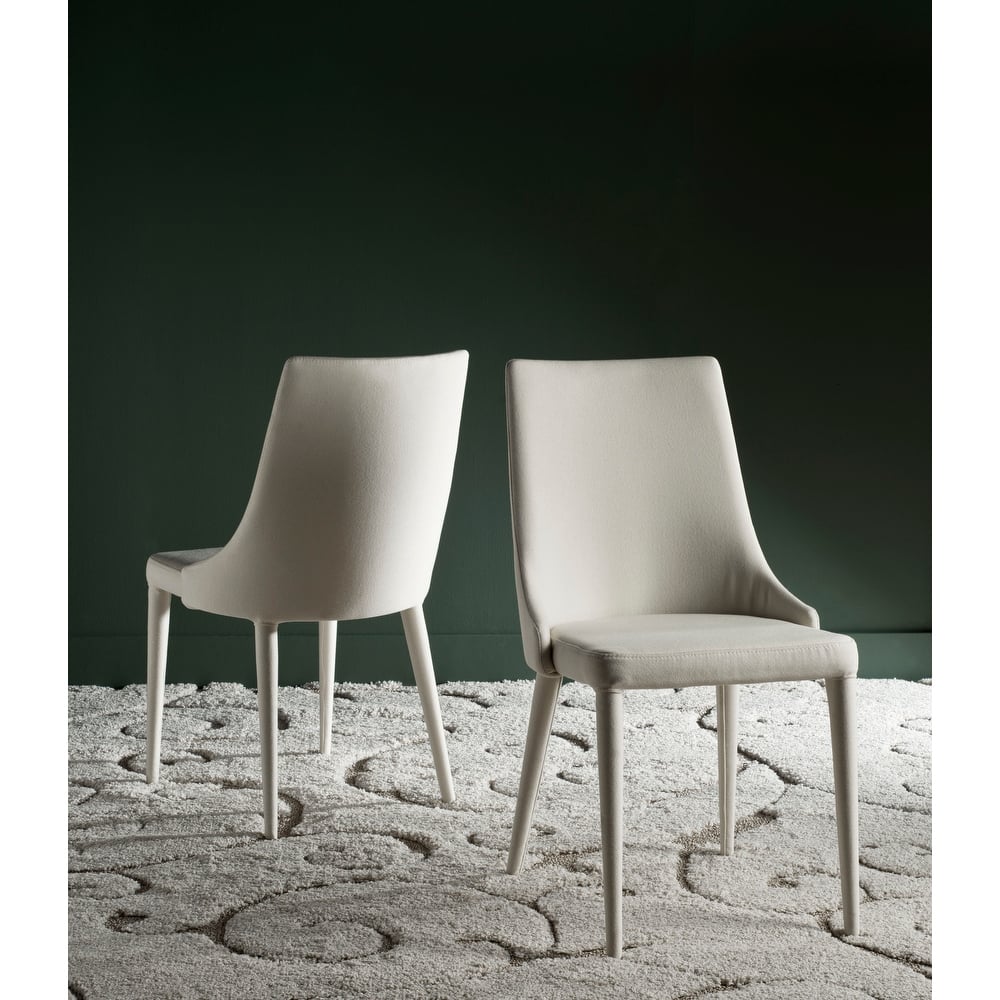 SAFAVIEH Socorro Mid-Century Modern White Dining Chair (Set of 2) - 23.6" x 19.6" x 35.5" - 24Wx20Dx36H