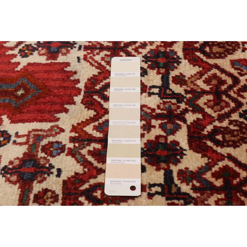 ECARPETGALLERY Hand-knotted Andelz Cream, Red Wool Rug - 2'8 x 10'6