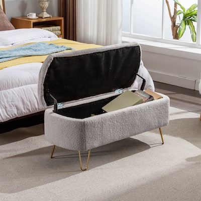 Modern Entryway Bench Ottoman Upholstered Padded with Storage