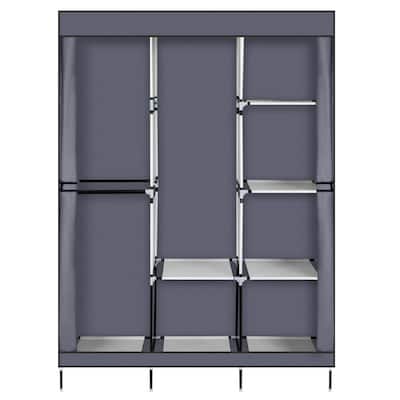 71" Portable Closet Wardrobe Clothes Rack Storage Organizer with Shelf,Grey