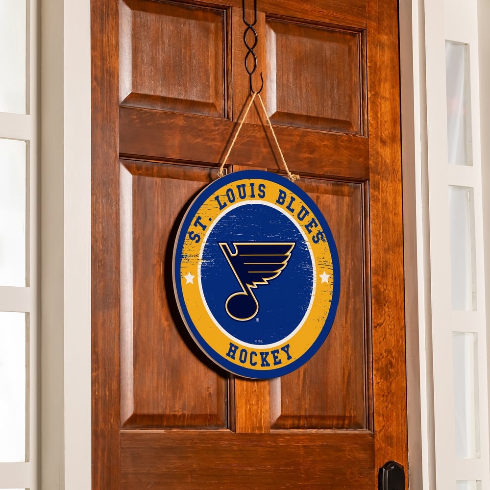 St Louis Blues Wooden Door Decor Wall Sign - Multi-Color
