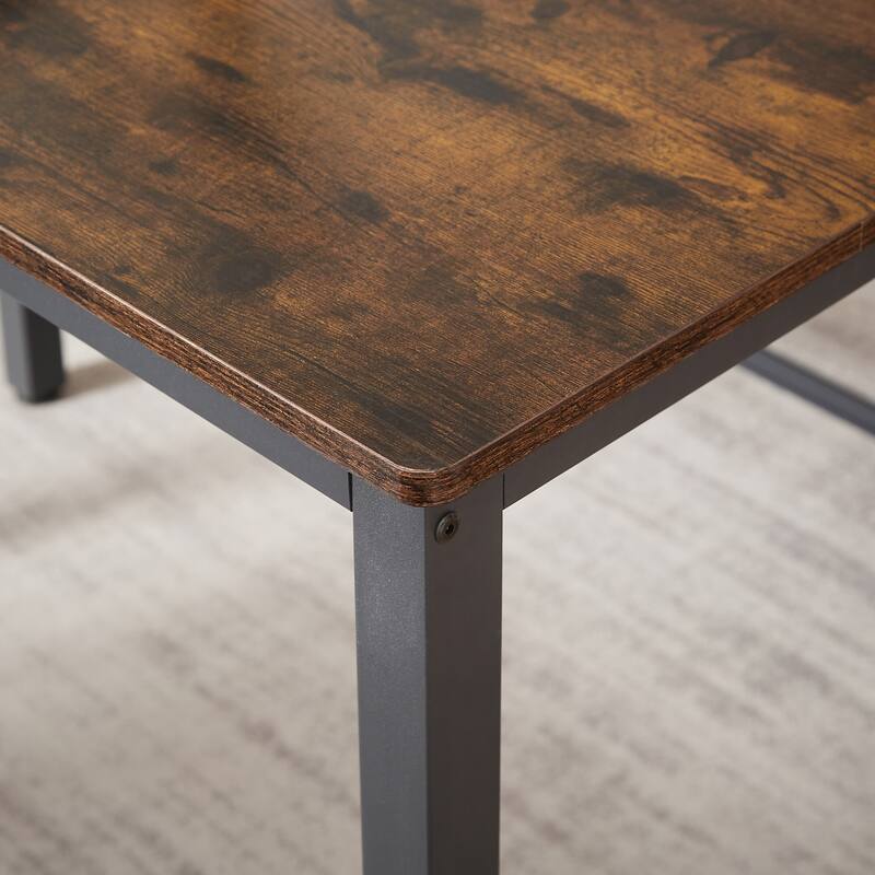 Industrial Kitchen Dining Table Set with 2 Dining Benches