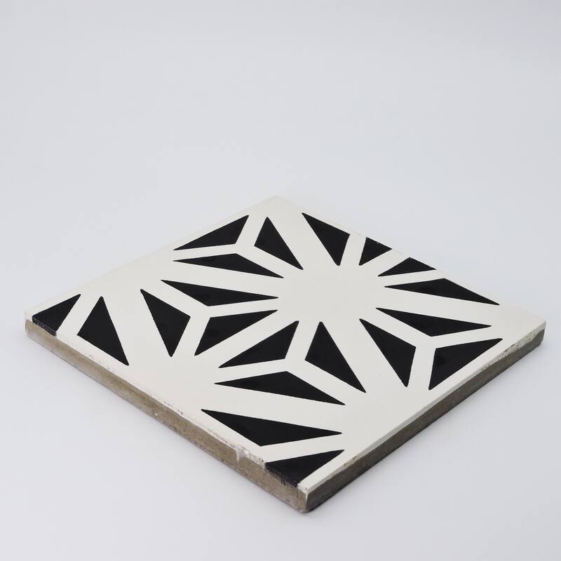 Handmade Azemour in White and Black Tile, Pack of 12 (Morocco)