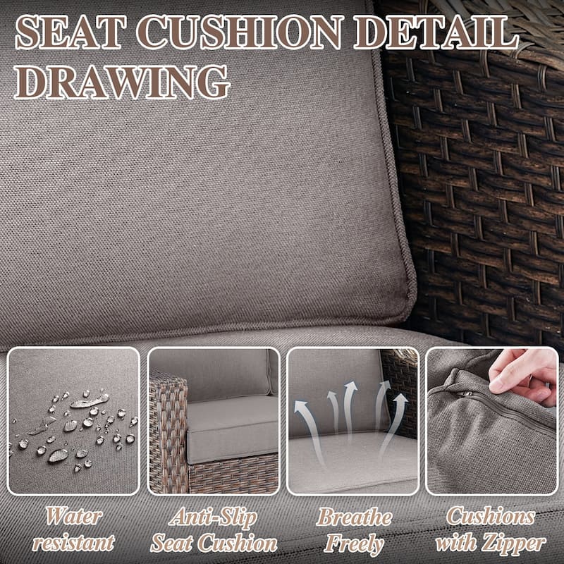 Outdoor Patio Sofa Table & Swive Chail with Ottoman