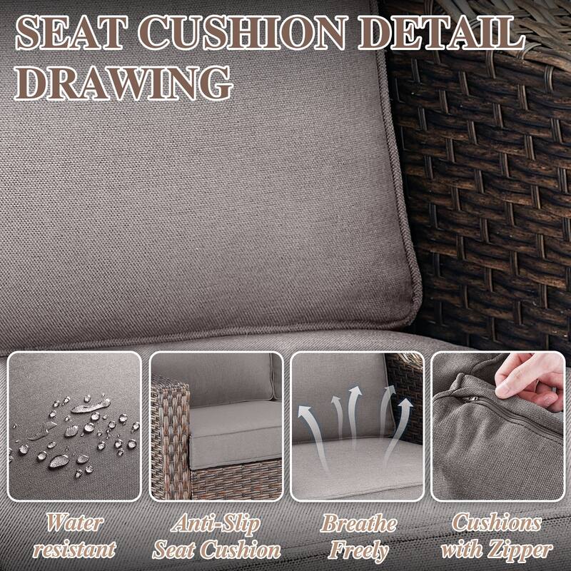 Outdoor Sofa Seating Chair with Ottoman and Table