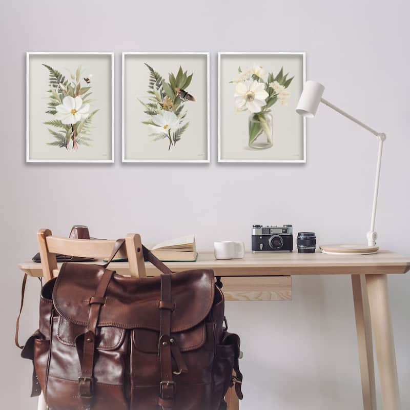 Stupell Country Magnolia Bundles Framed Giclee Art Design By House Fenway (Set of 3)