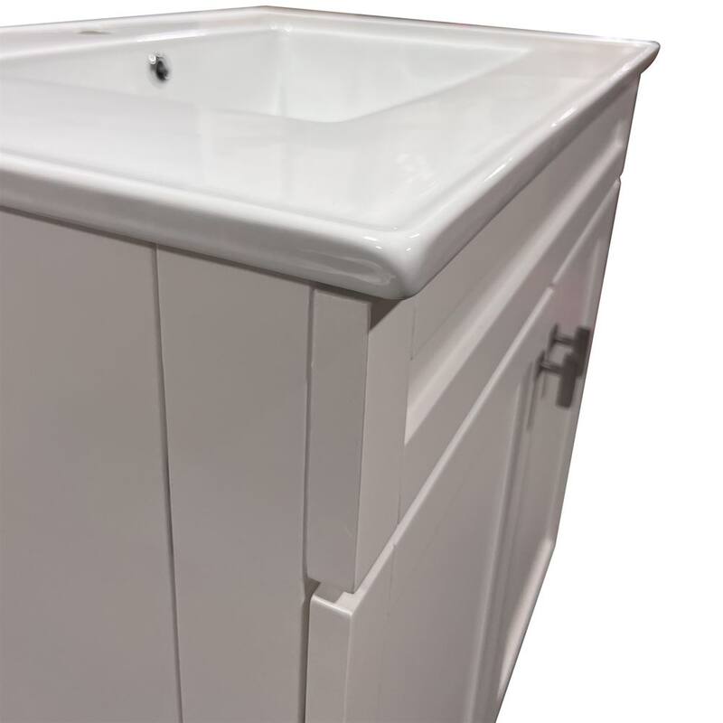 SmartFold 31" Single Sink Vanity Cabinet In White With White Ceramic Top